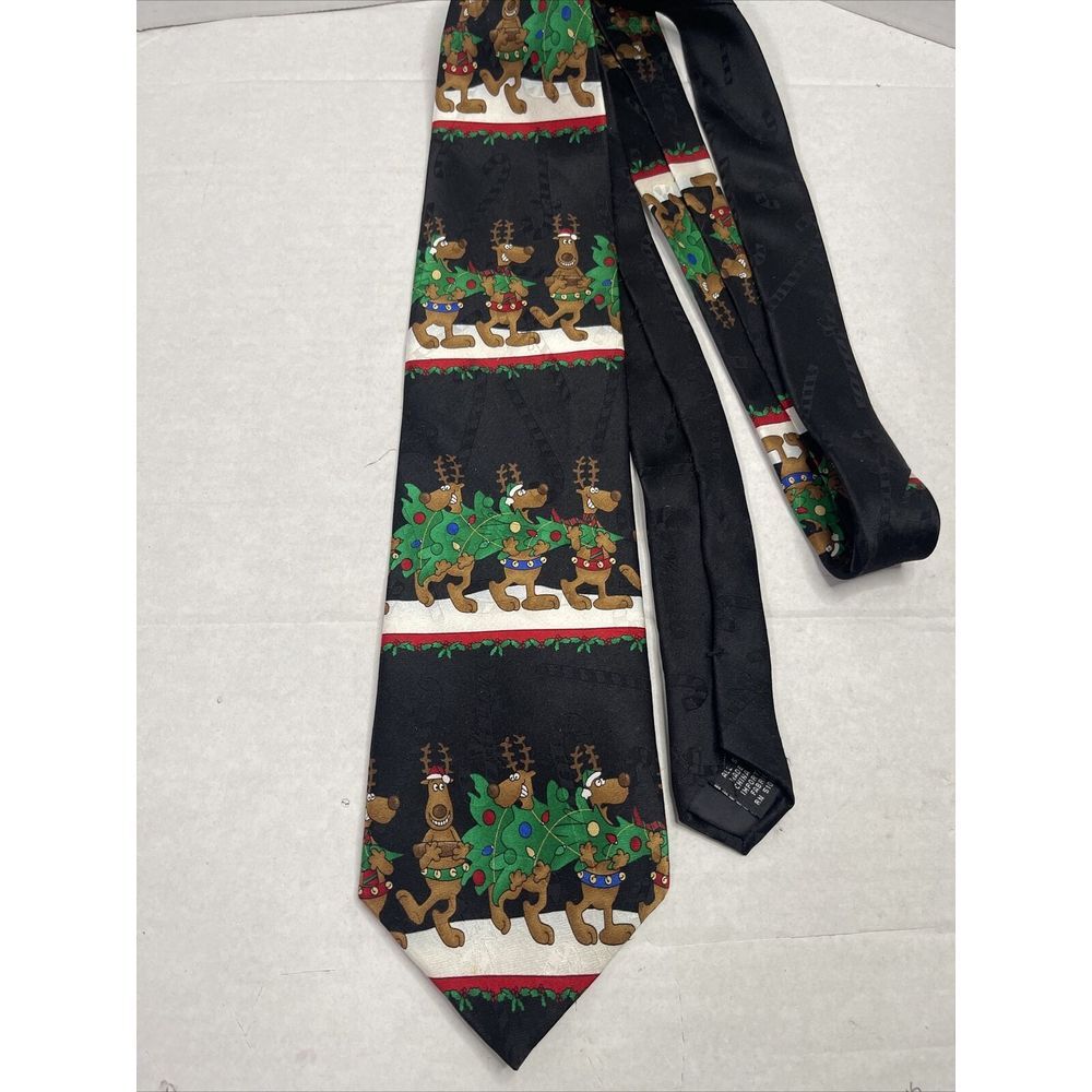 Men's Hallmark Yule Tie Greetings Reindeer Christmas Silk‎ Tie